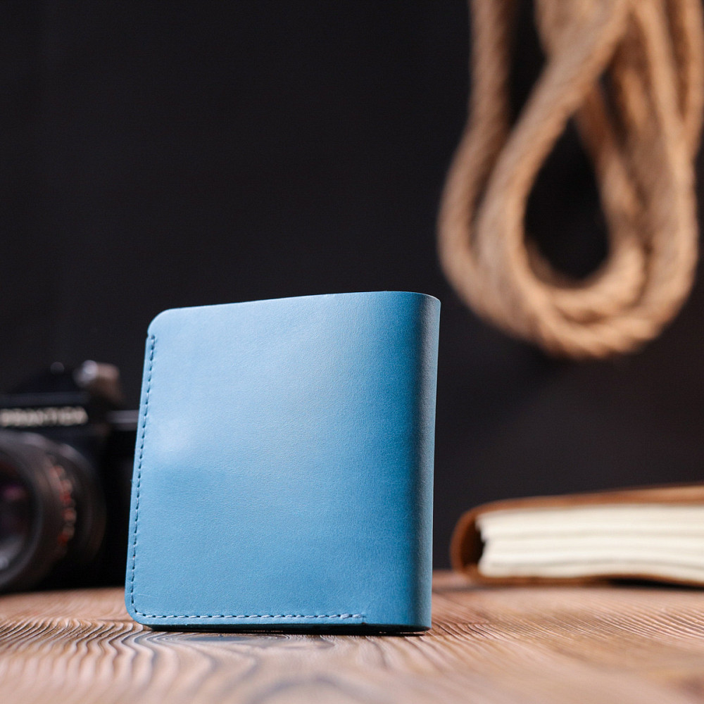 Кожаное винтажное портмоне Shvigel 16605 Синий Киев - изображение 9