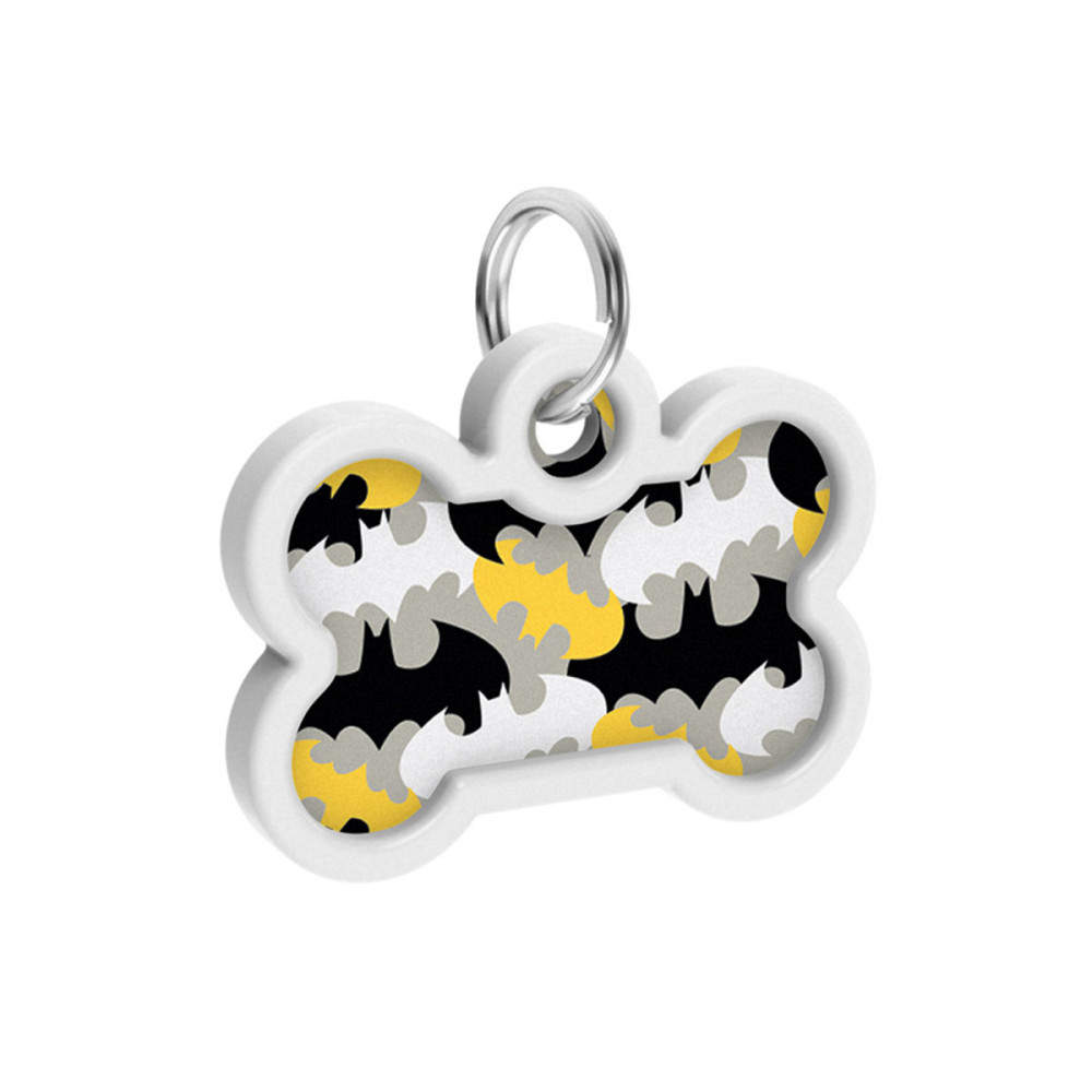 Адресник для собак і котів металевий WAUDOG Smart ID з QR паспортом, малюнок "Бетмен візерунок", кістка, Д 40 мм, Ш 28 мм Київ - фото 4