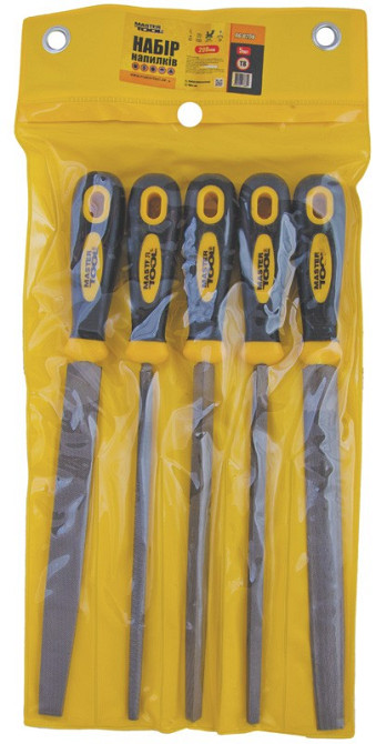 MASTERTOOL Напилки по металу MASTERTOOL 200 мм набір 5 шт плоский/круглий/тригранний/напівкругл Киев - изображение 2