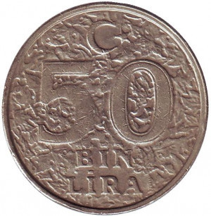 Монета 50000 лір. 2000,1998 рік, Туреччина. (Г) Полтава - фото 1