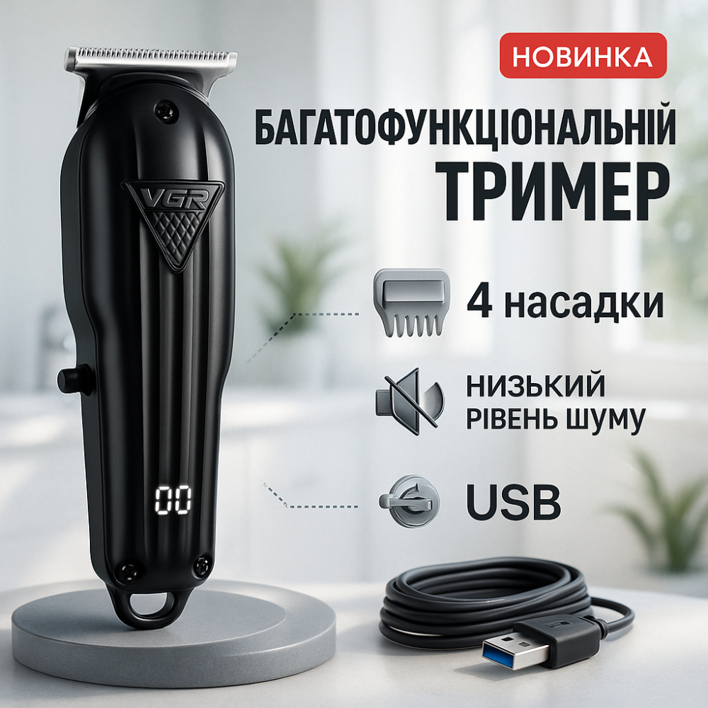 Машинка для стрижки аккумуляторная с насадками, Машинка для стрижки мужская Электромашинка волос YW-85 Львов - изображение 15