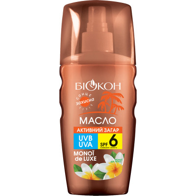 Средство для загара Біокон Масло Активный загар Моной де люкс SPF-6 160 мл (4820160039742) Винница - изображение 1