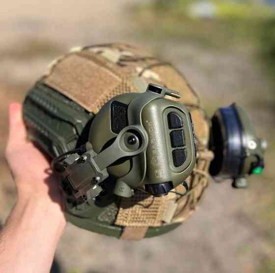 Тактический комплект шлем Fast + кавер + наушники Earmor М31 + крепление Чебурашка (Оливковый) M Винница
