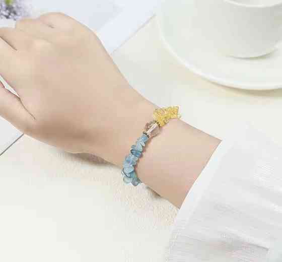 Браслет із натурального каміння (цитрин+аквамарин) Смела