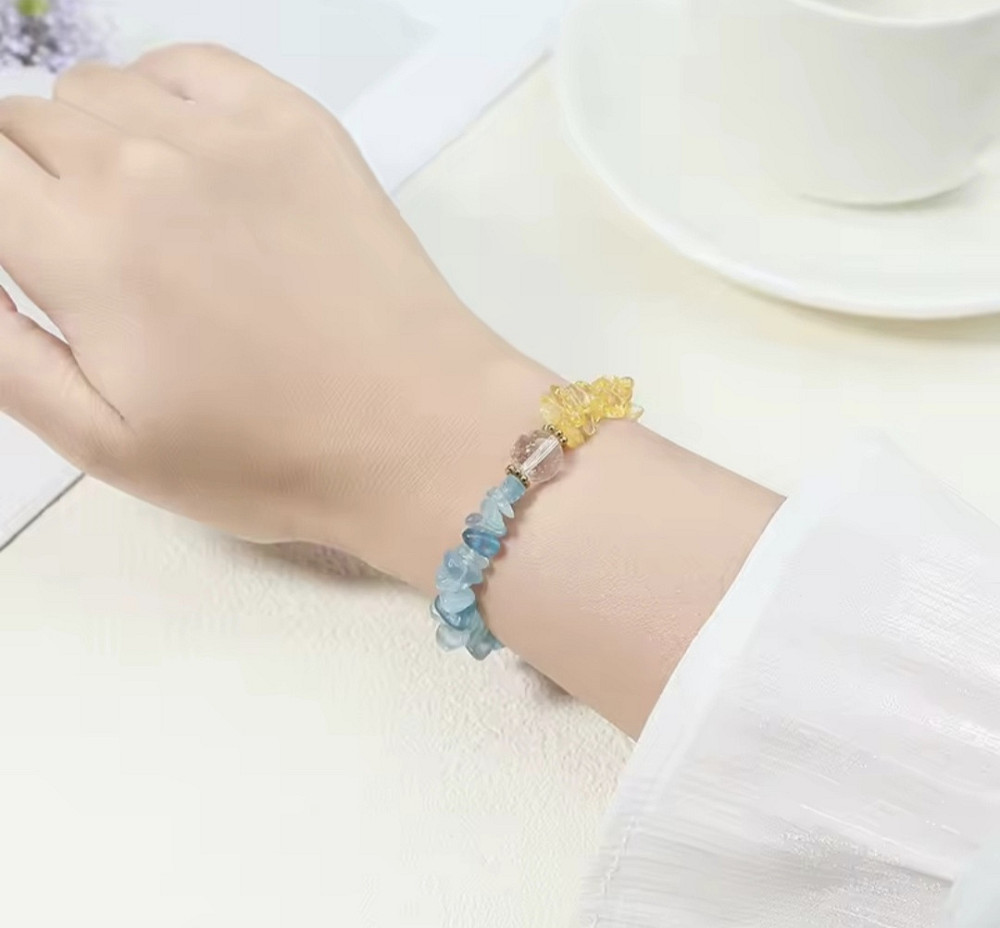 Браслет із натурального каміння (цитрин+аквамарин) Смела - изображение 2