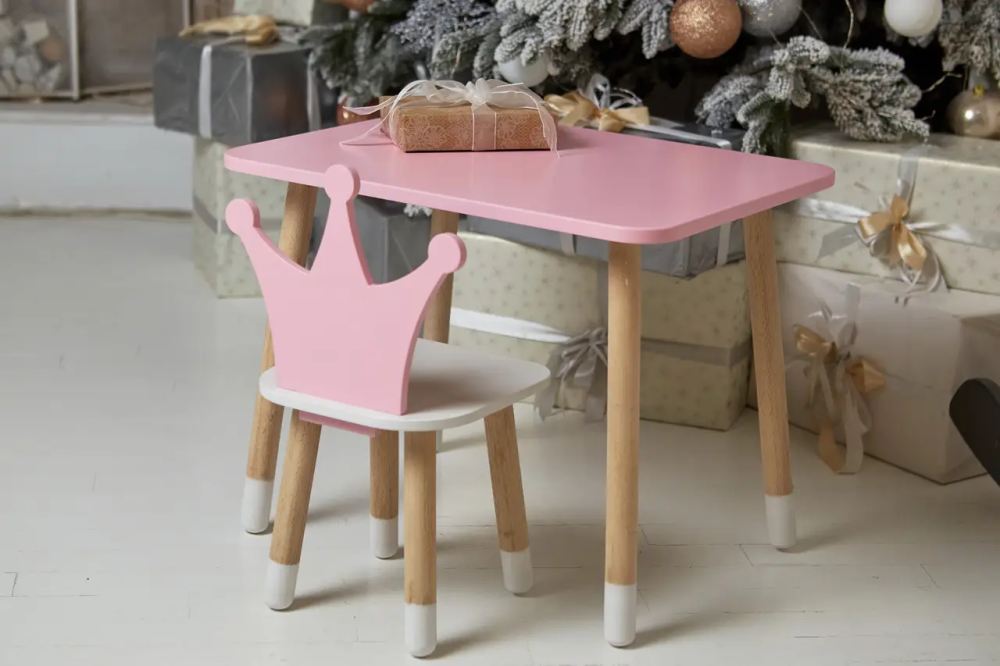 Дитячий прямокутний столик (Рожевий) та стільчик Корона (Рожева з білим) Вінниця - фото 6