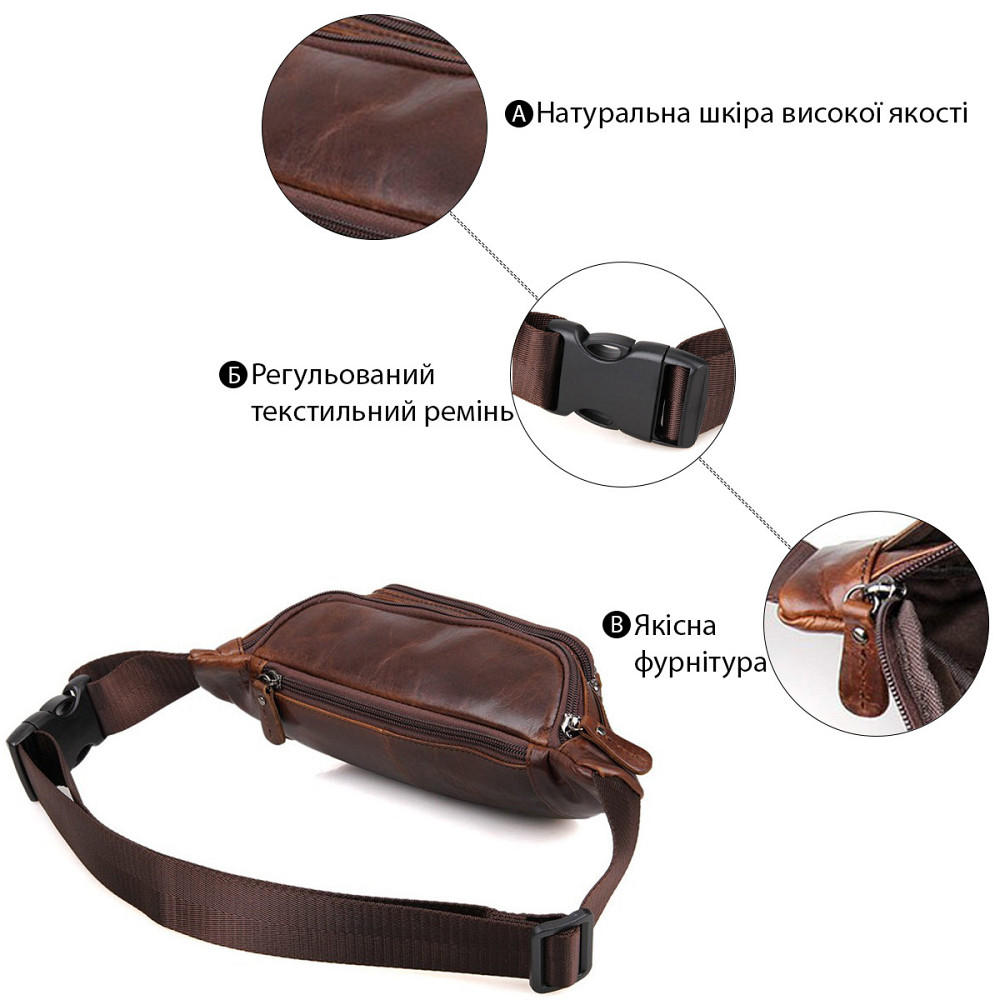 Поясная сумка Vintage 14422 Коричневая Киев - изображение 4