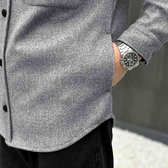 Тепла чоловіча сорочка Pobedov Mars. Сорочка-пальто осіння сіра Київ