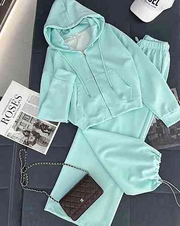 Женский стильный повседневный костюм двойка турецкая двухнить Мятный, 42/44 Одесса