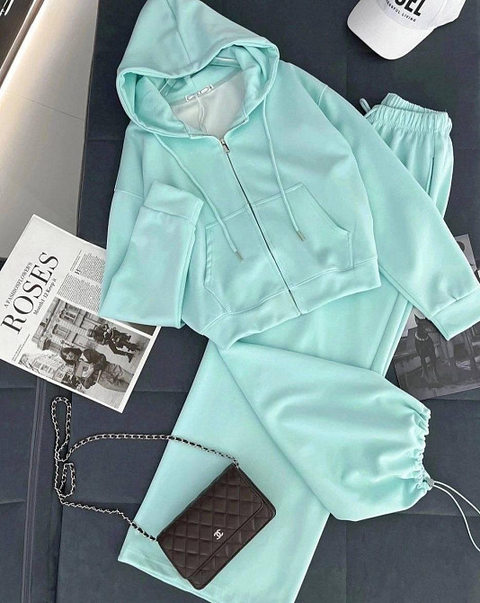 Женский стильный повседневный костюм двойка турецкая двухнить Мятный, 42/44 Одесса - изображение 1