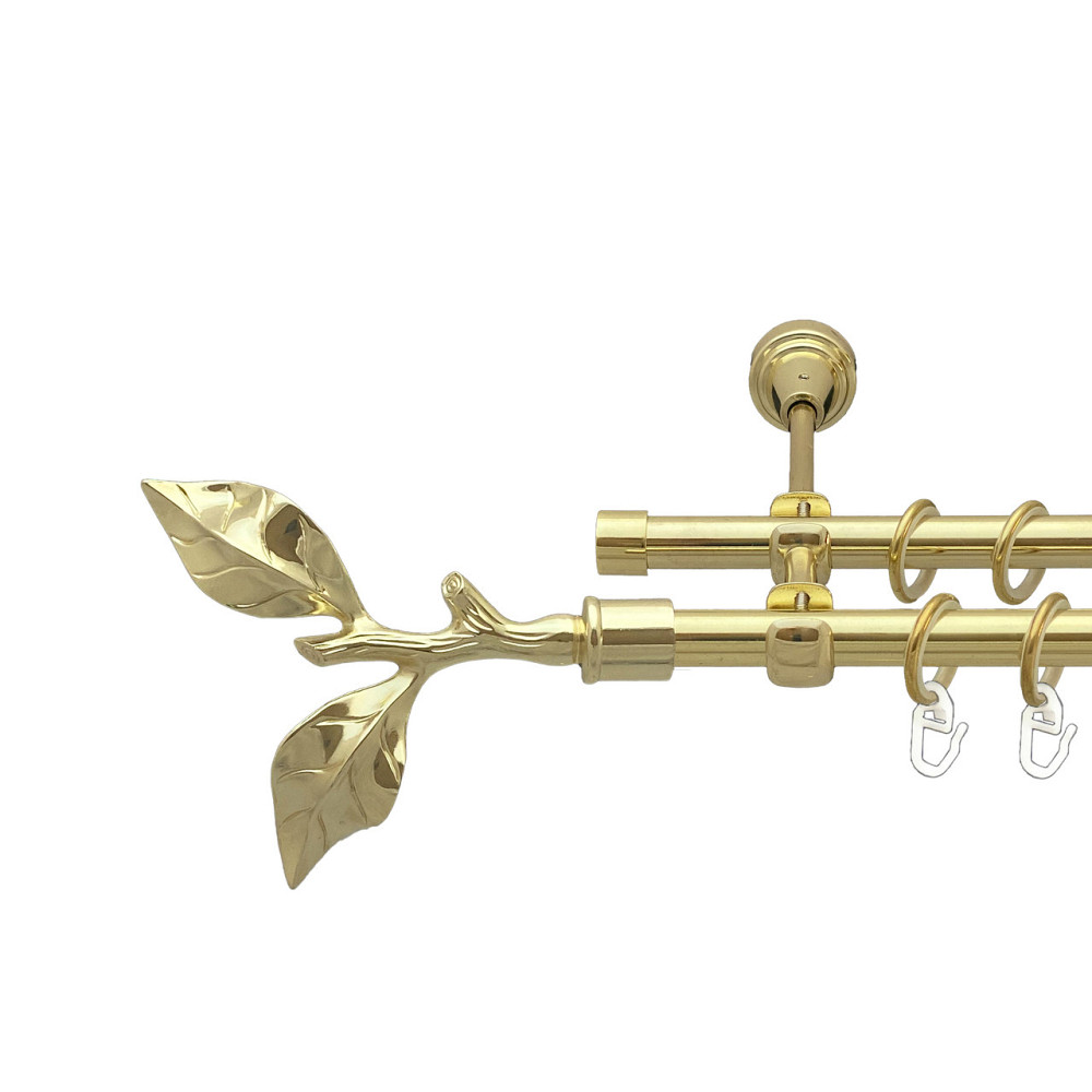 Карниз Orvit Листок Троянди металевий дворядний відкритий Золото 16\16 мм 200 см (00-00014232) Львов - изображение 1