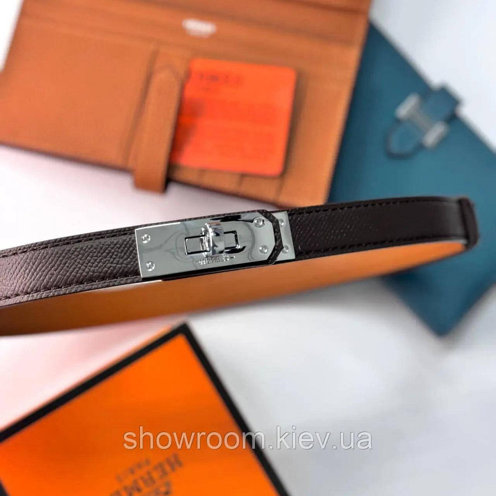 Тонкий женский пояс из натуральной кожи цвета кофе  (280-2) Киев - изображение 1