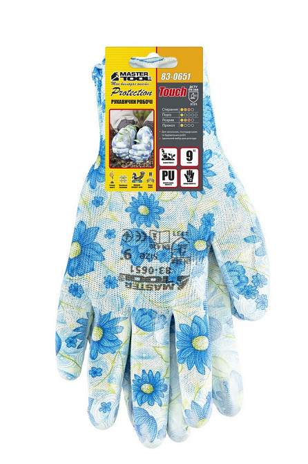 MASTERTOOL Рукавички безшовні трикотажні MASTERTOOL "Барвінок" з поліуретановим покриттям долон Киев - изображение 4