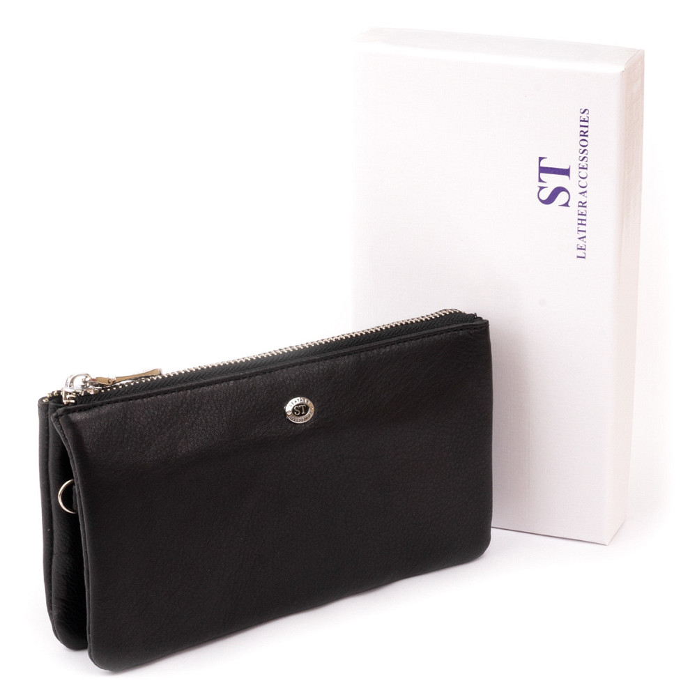 Вместительный клатч на два отделения женский ST Leather 19246 Черный Киев - изображение 6