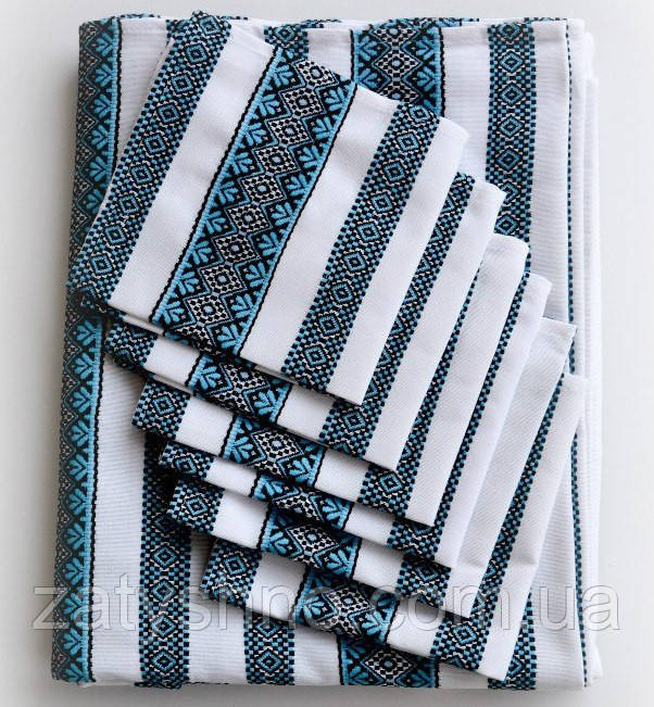 Сервірувальна скатертина блакитна з серветками Київ - фото 1