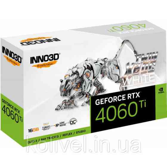 GeForce RTX4060 Ti Inno3D TWIN X2 OC WHITE, 16GB GDDR6, 128bit, PCI Express 4.0 X8 (N406T2-16D6X-178055W) Киев