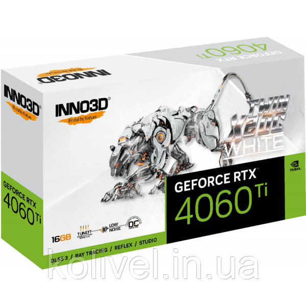 GeForce RTX4060 Ti Inno3D TWIN X2 OC WHITE, 16GB GDDR6, 128bit, PCI Express 4.0 X8 (N406T2-16D6X-178055W) Київ - фото 2