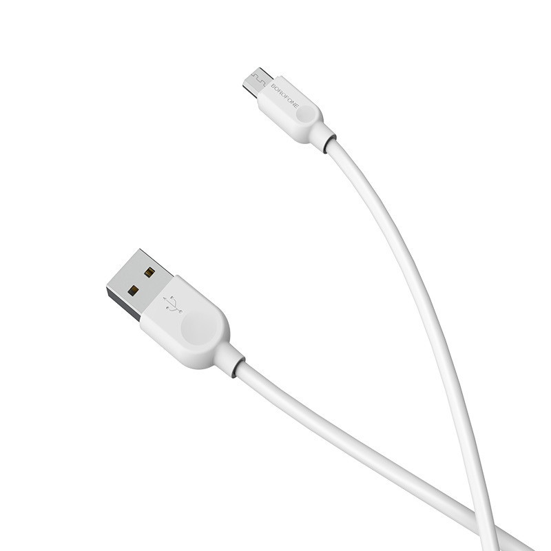 Кабель BOROFONE BX14 USB to Micro 2.4A, 1m, PVC, TPE connectors, White Київ - фото 1