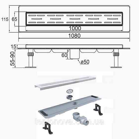 Трап линейный душевой TILLO TM009-100C 100см Черновцы