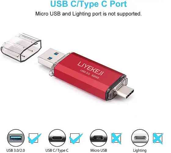 Флеш-накопитель USB C LIYEKEJI 512 ГБ 2 в 1 3.0 Киев