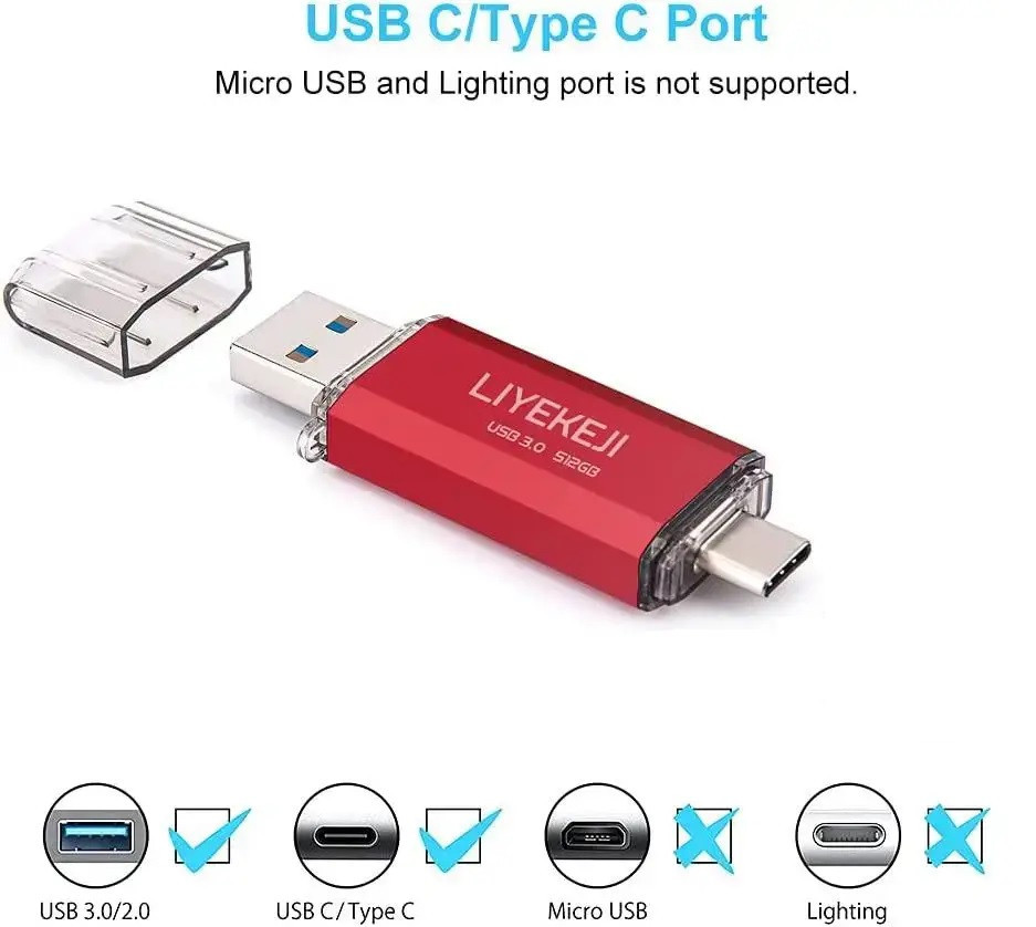 Флеш-накопитель USB C LIYEKEJI 512 ГБ 2 в 1 3.0 Киев - изображение 5