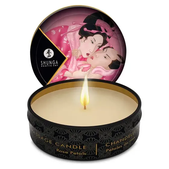 Масажна свічка Shunga Mini Massage Candle – Rose Petals (30 мл) з афродизіаками Львів