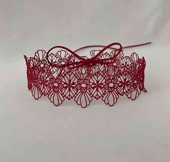 Кружевной чокер на шею красный кружевной ошейник украшение для женщин Киев