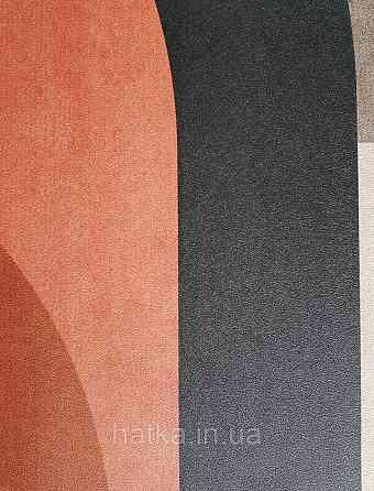 Обои виниловые Grandeco One roll one motif 1.59x2.8 панно геометрия полосы фигуры полукруги красные черные Киев