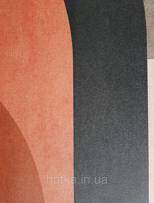 Обои виниловые Grandeco One roll one motif 1.59x2.8 панно геометрия полосы фигуры полукруги красные черные Киев - изображение 2