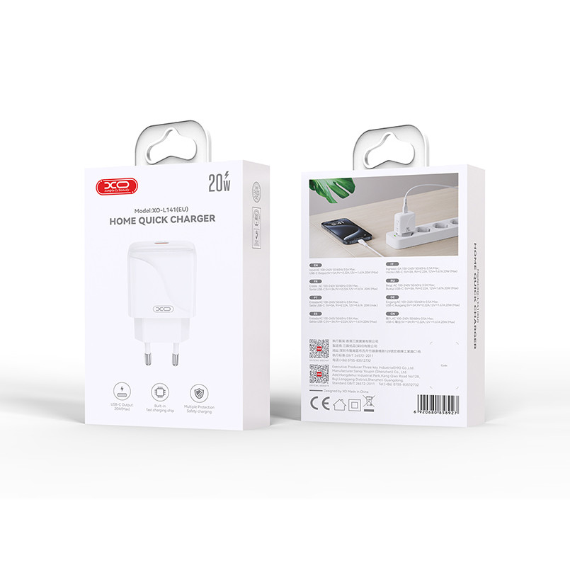 Мережевий зарядний пристрій XO L141 USB-C 20W білий Львів - фото 7