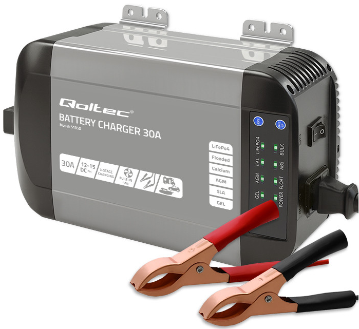 Зарядний пристрій для акумуляторів LiFePO4 AGM GEL SLA 30A 12V Qoltec (Польща) Київ - фото 1