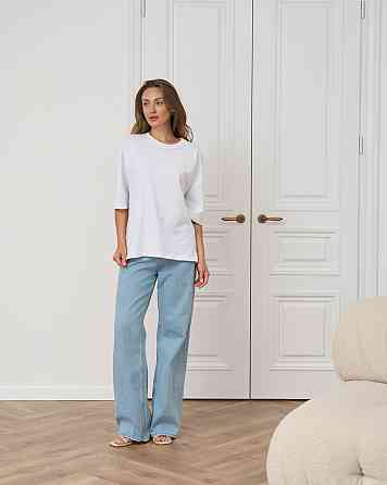 Футболка женская оверсайз круглое горло Nicoletta - Белая M Киев