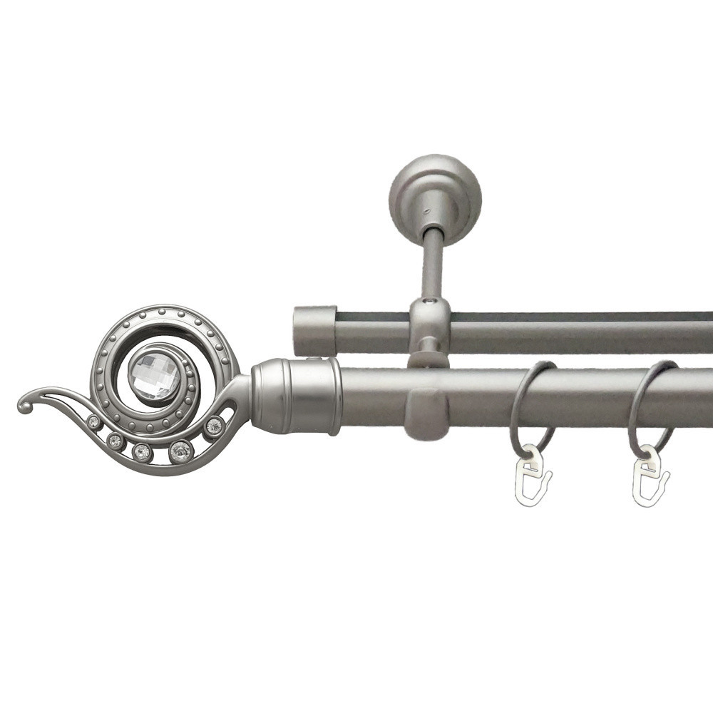 Карниз Orvit Око Дракона металевий дворядний опозитний гладка \ профільна труба кільце металеве Сатин 25\19 мм 160 см Львів - фото 1