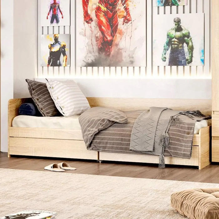 Односпальная кровать с ящиками Эверест Соната-800 80х190 см Дуб сонома (DTM-071108) Львов - изображение 2