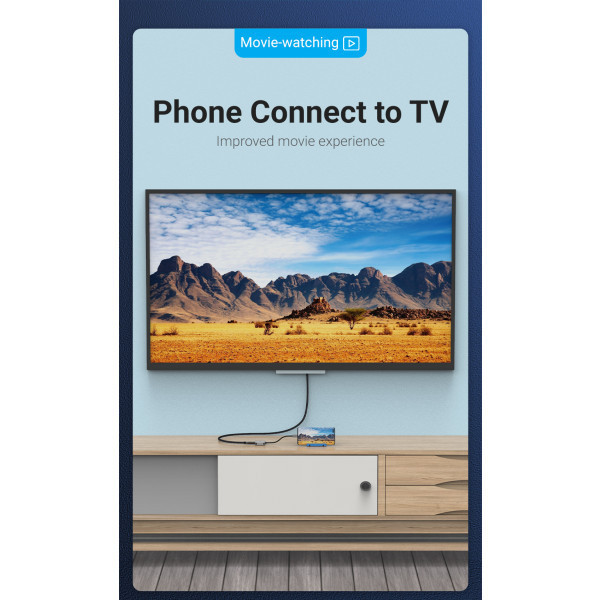 Перехідник USB3.1 Type-C --> HDMI (F), 4K 30HZ, кабель 0.15м, Vention (TDEHB) Київ - фото 3