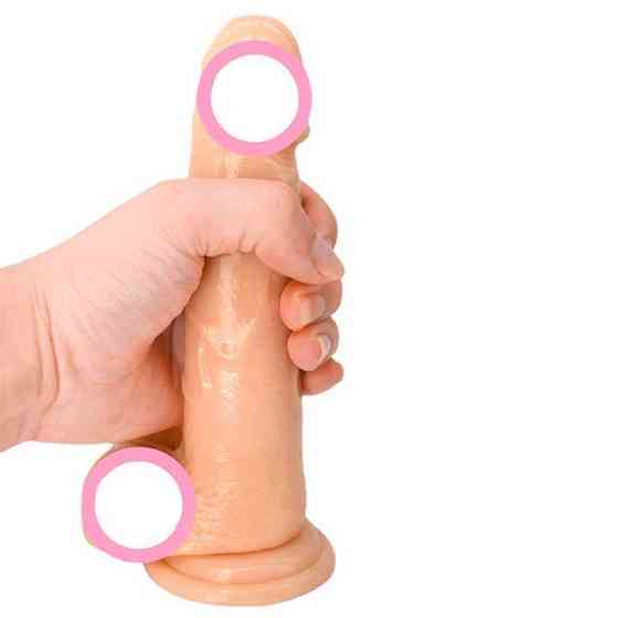 Реалистичный гнущийся фаллос на присоске - 24x18x4.5 см - Телесный Винница