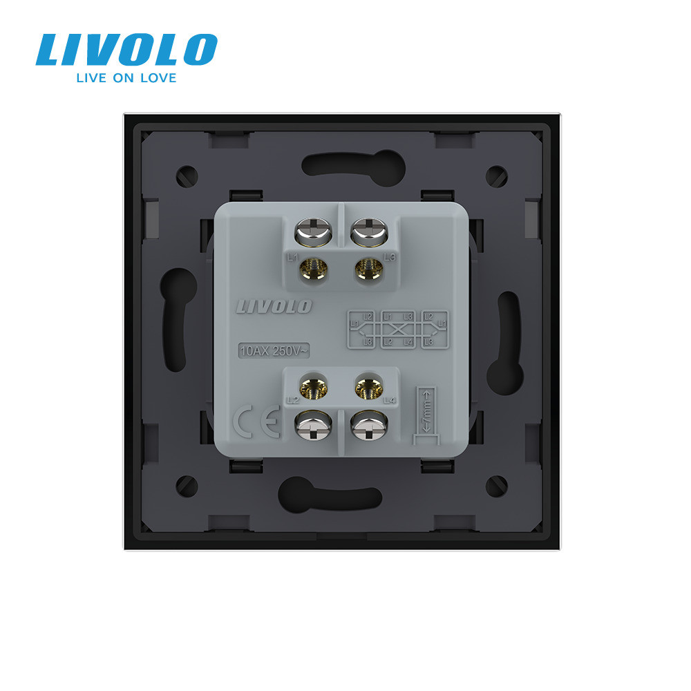 LIVOLO Одноклавішний перехресний вимикач LIVOLO чорний матовий скло Коломия - фото 3