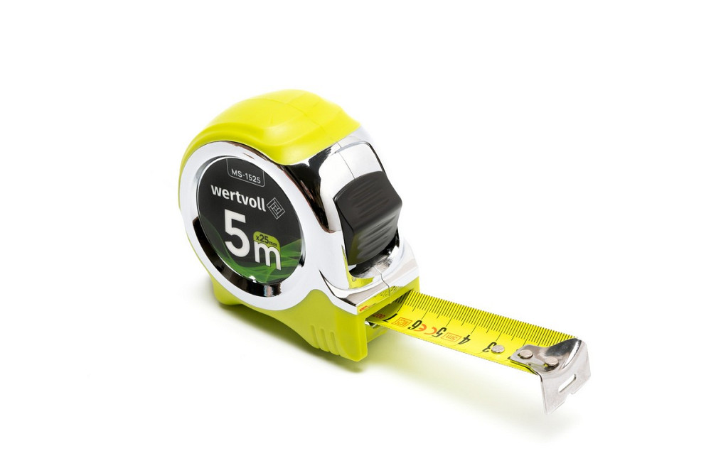 WERTVOLL Рулетка WERTVOLL 5 м×25 мм фіксатор полотна кнопка STOP покриття TPR нейлонове покритт Київ - фото 8