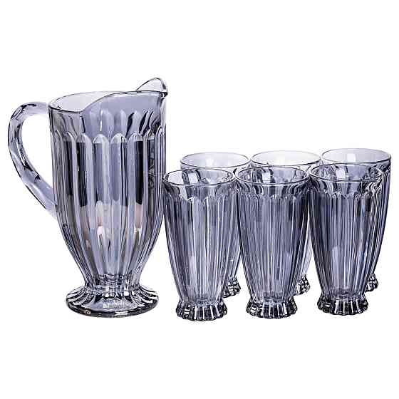 Набір глечик 1 л зі склянками 6 (шт) по 300 мл для напоїв, лимонадів, соку, води, мохіто Сірий HP-19-2080G Київ