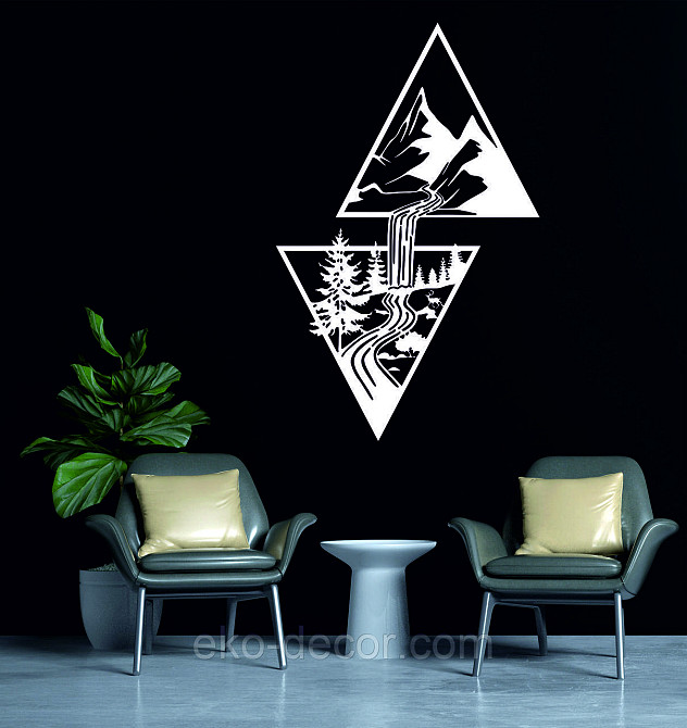 Декоративное настенное Панно «Водопад» Декор на стену 90*60 см, Белый Киев - изображение 1