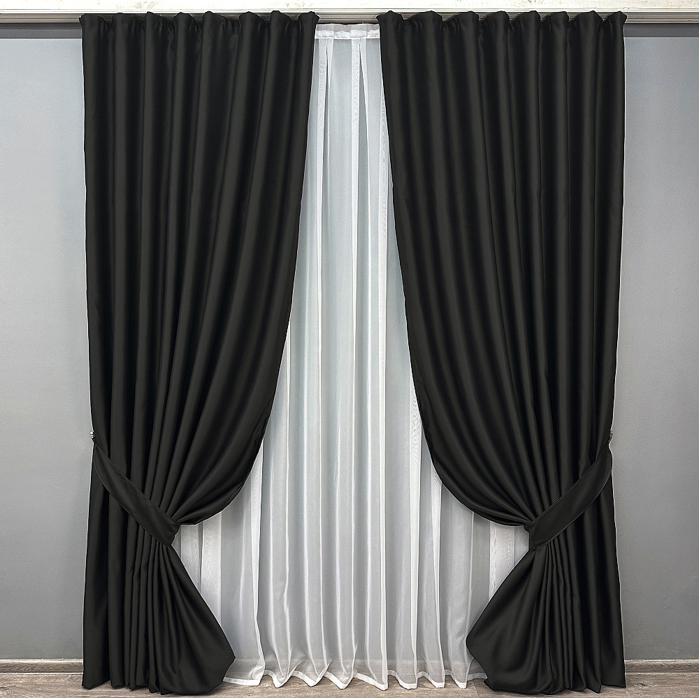 Комплект готових штор VR-Textil Bagema Rvs № 1895ш Чорний 140х270 см 2 шт (39-0085) Київ - фото 2