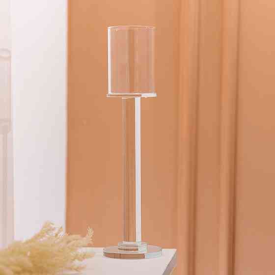 Yiwu Підсвічник скляний на ніжці 8×31 см підсвічник келих декоративний прозорий HP-4-43S Киев