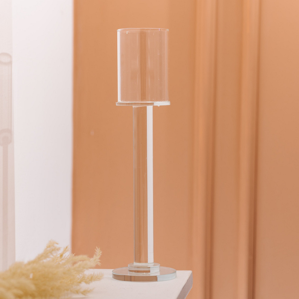 Yiwu Підсвічник скляний на ніжці 8×31 см підсвічник келих декоративний прозорий HP-4-43S Київ - фото 4