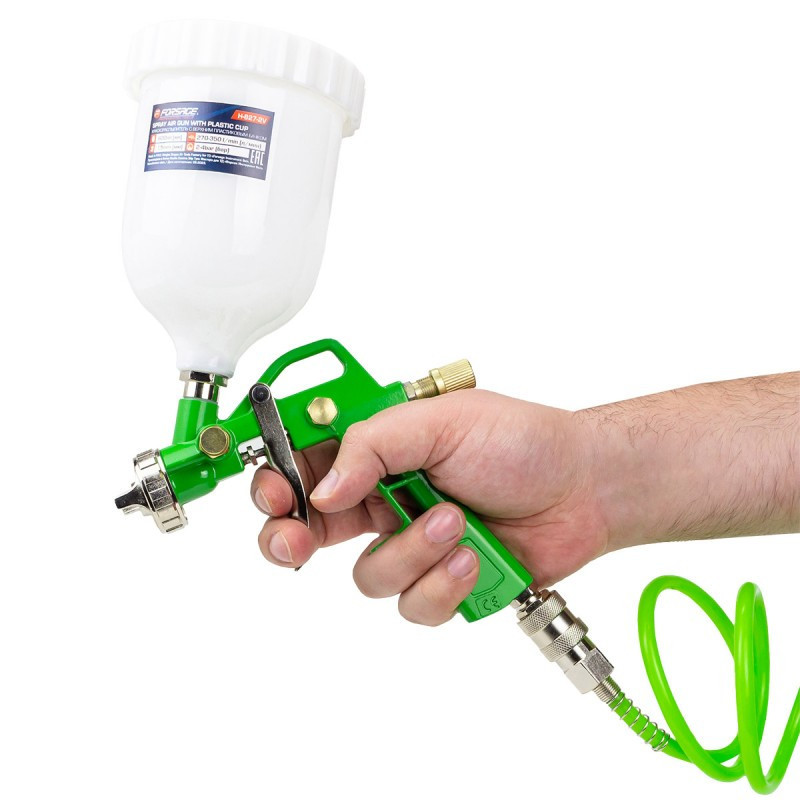 Фарборозпилювач H-827-2V з верхнім пластиковим бачком 600 мл у комплекті з аксесуарами, набір 5 пр. ROCKFORCE Одеса - фото 2