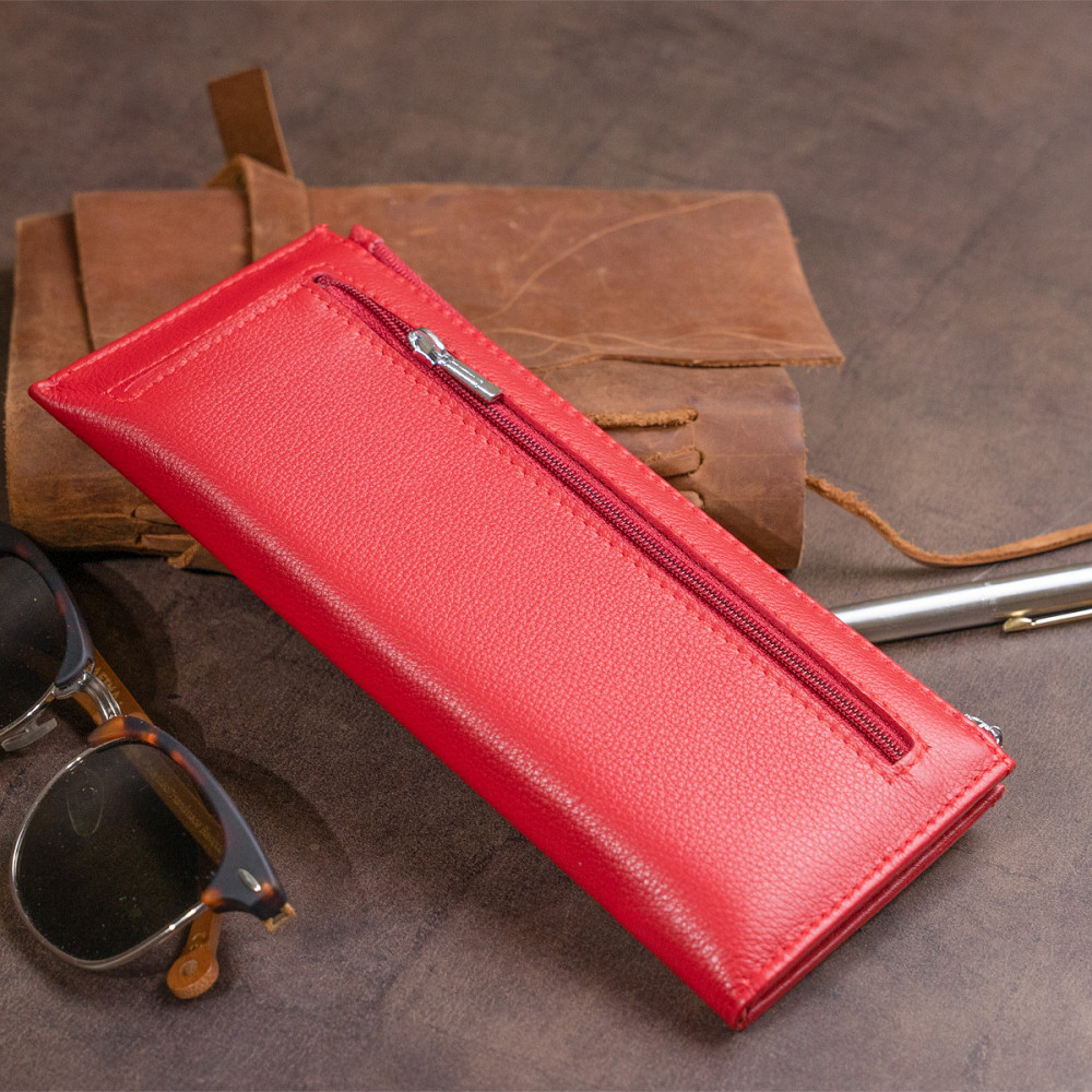 Жіночий горизонтальний шкіряний гаманець червоний (ST Leather) Київ - фото 20
