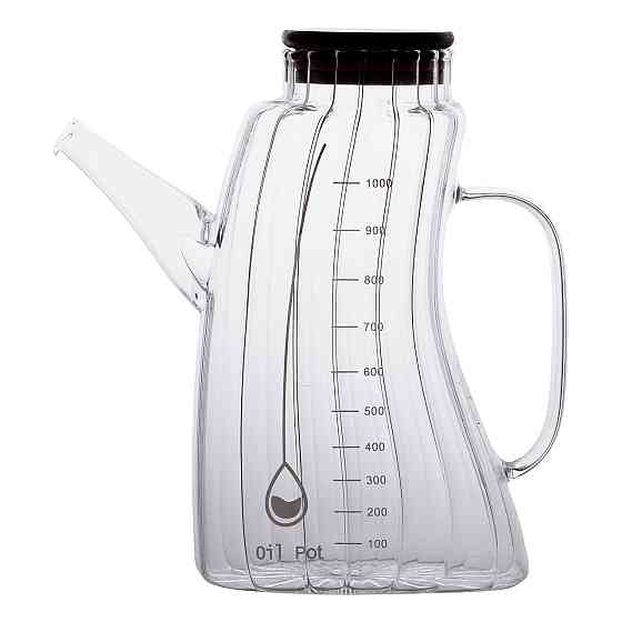 Yiwu Скляна пляшка для олії 1 л HP-34-3 з ручкою та бамбуковою кришкою HP-34-3 Коломыя