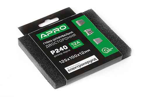 Губка шліфувальна двостороння Р240 125х100х12 мм APRO Рівне