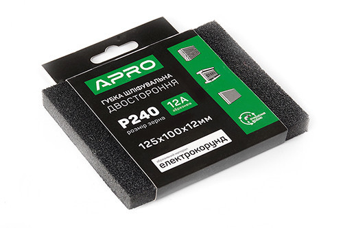Губка шліфувальна двостороння Р240 125х100х12 мм APRO Рівне - фото 1