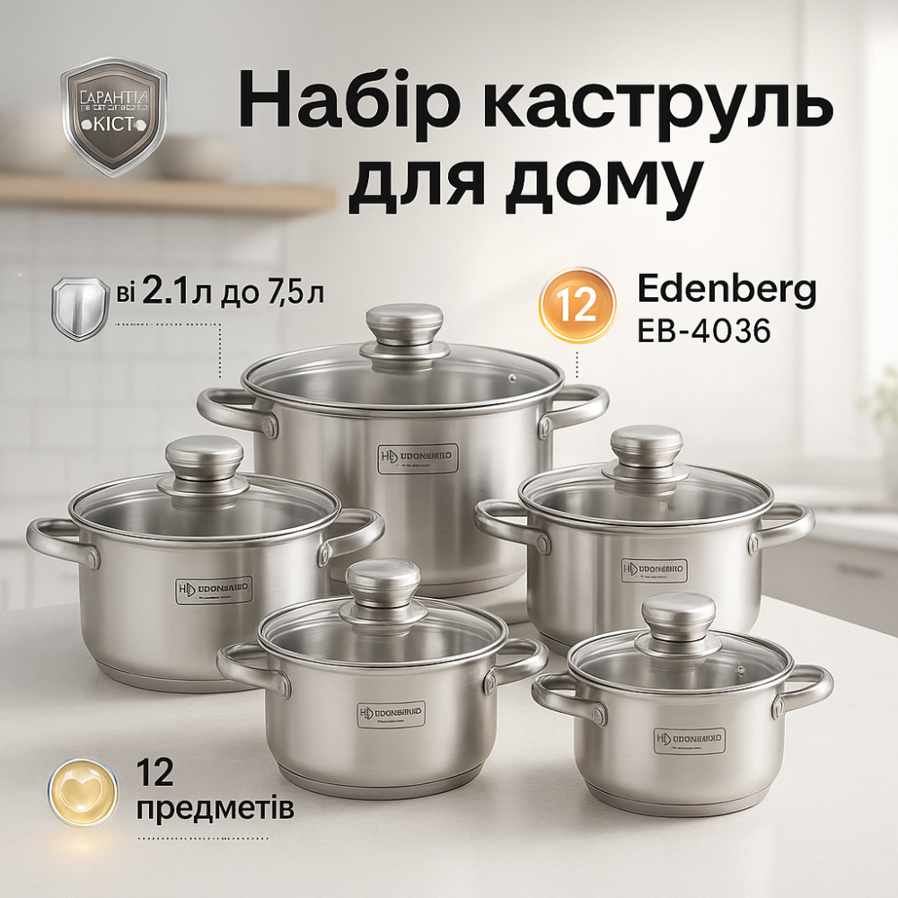 Набор практичных кастрюль, Набор кастрюль для электроплиты, Кастрюли посуда для электрических плит EY-52 Львов - изображение 2