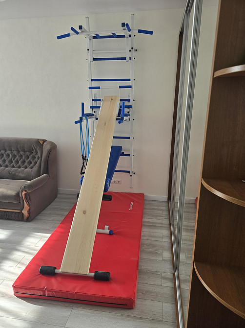 Тренажер доска для спины позвоночника профилактор шведская стенка черная оздоровительная ЛФК турник брусья Каменское - изображение 7